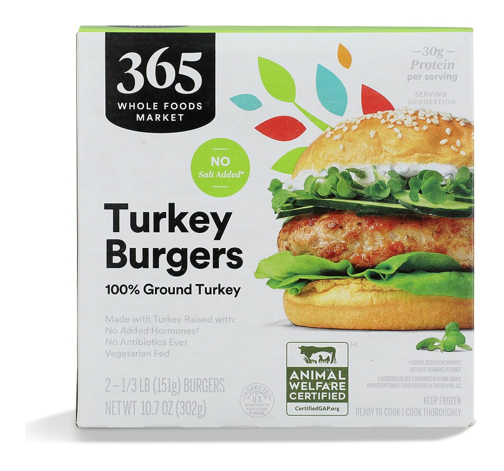 Amazon.com: 365 by Whole Foods Market Plain Turkey Burgers, 10.67